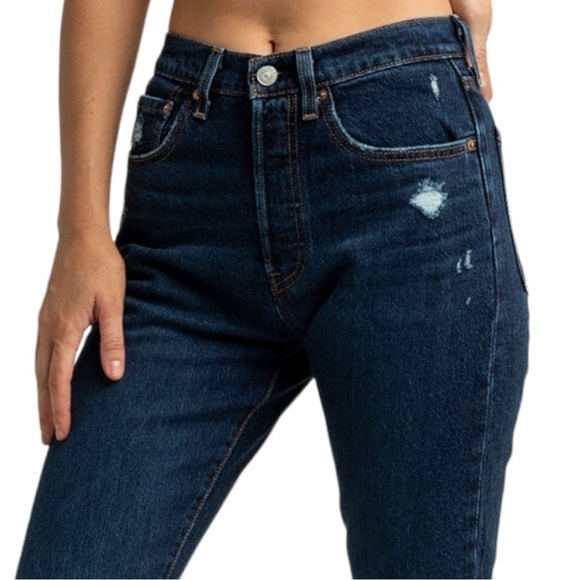 Levi’s 501 Blue Distressed higher rise Jeans Women’s Sz 25 - Picture 7 of 10